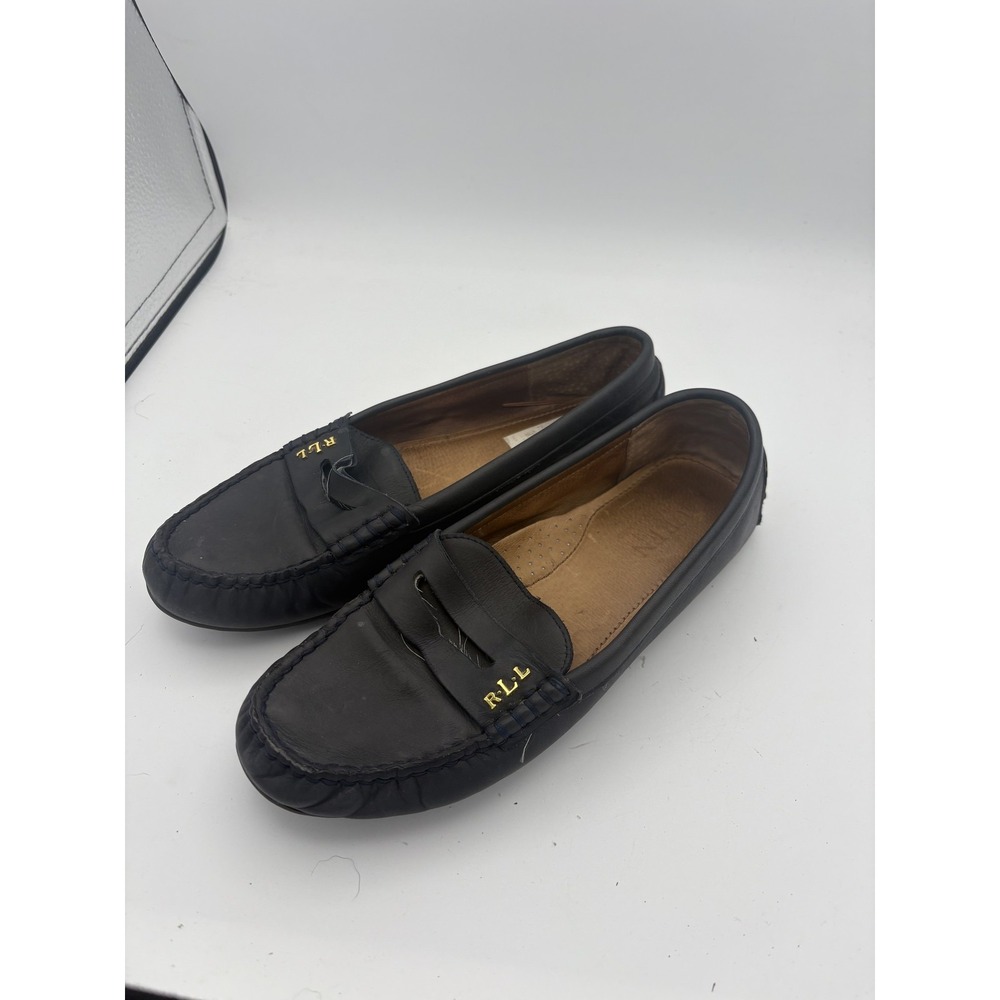 Lauren Ralph Lauren Shoes Womens Size 7 Black Leather Belen Moccasin Flats